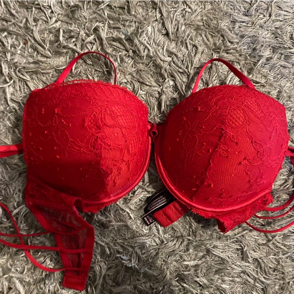 Victoria’s Secret red lace bra, never worn